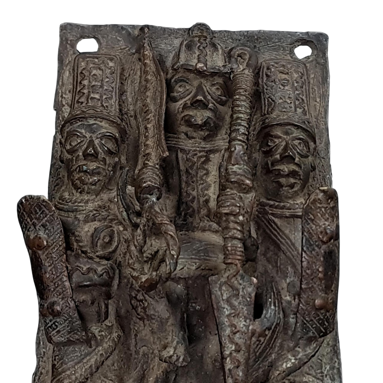 Large Edo Benin Bronze Plaque
